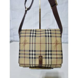 BURBERRY BEIGE HAYMARKET CHECK COATED CANVAS CROSSBODY/ Shoulder BAG