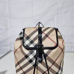 BURBERRY BEIGE NOVA CHECK COATED CANVAS BACKPACK