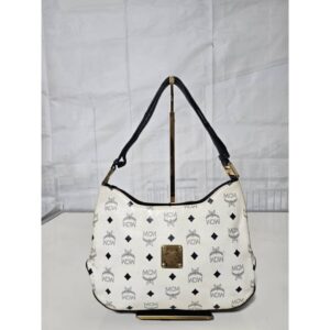 MCM Vintage Visestos 2 Way Shoulder Bag White and Navy Blue