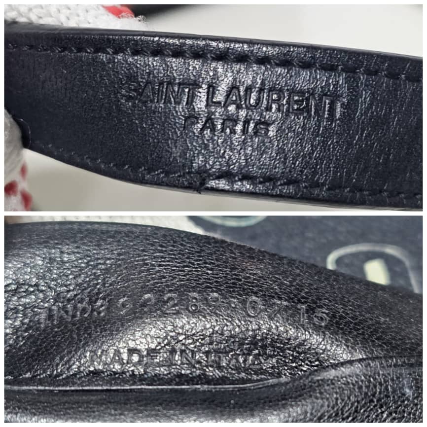 Saint Laurent Black Matelassé Lipstick Print Leather Baby Monogram Crossbody Bag - Image 4