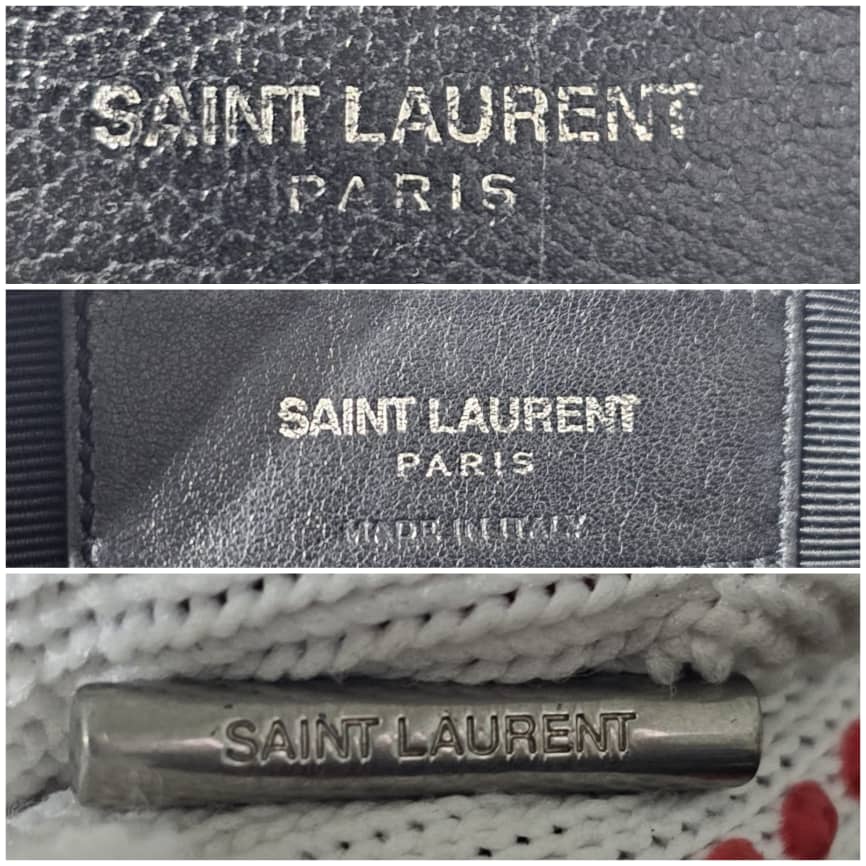 Saint Laurent Black Matelassé Lipstick Print Leather Baby Monogram Crossbody Bag - Image 5