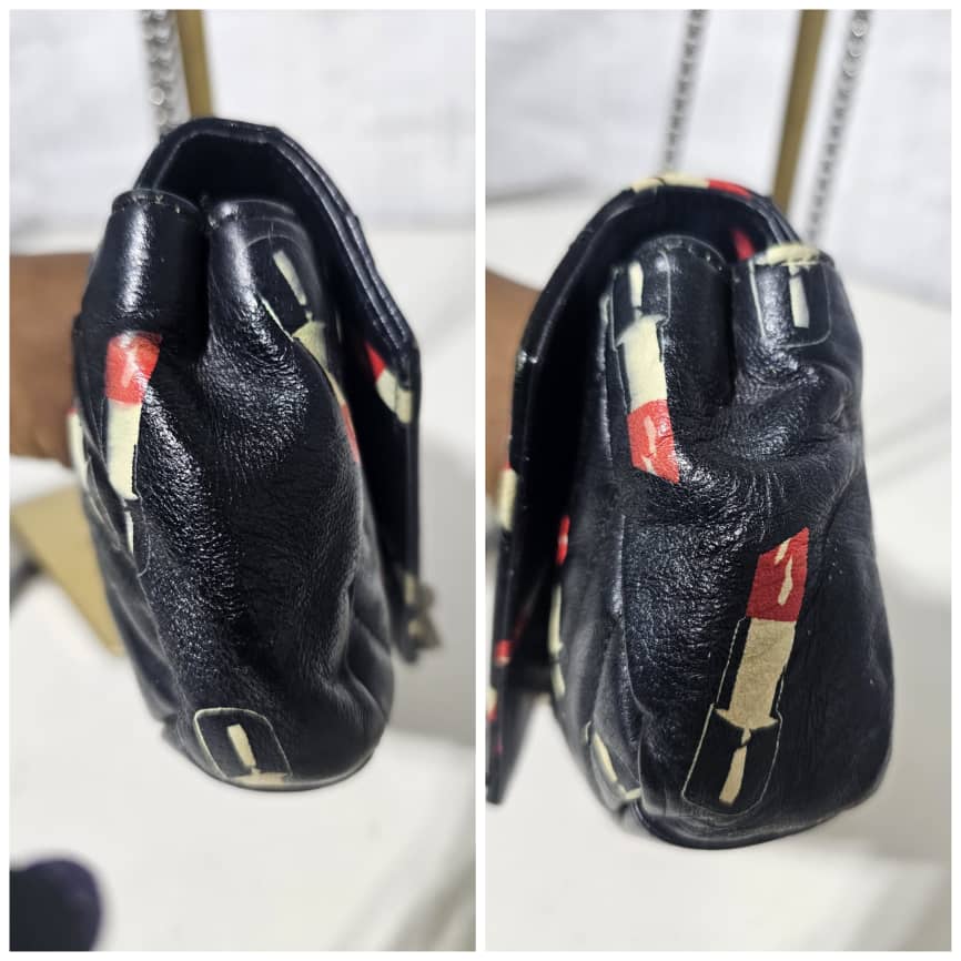 Saint Laurent Black Matelassé Lipstick Print Leather Baby Monogram Crossbody Bag - Image 13
