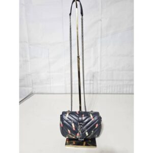 Saint Laurent Black Matelassé Lipstick Print Leather Baby Monogram Crossbody Bag