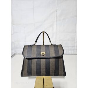Fendi Vintage Convertible Pequin Top Handle Tote