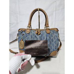 Gucci GG Denim and Leather Medium Sukey Tote Bag