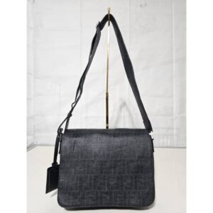 FENDI Black Zucchino Spalmati Coated Messenger Bag