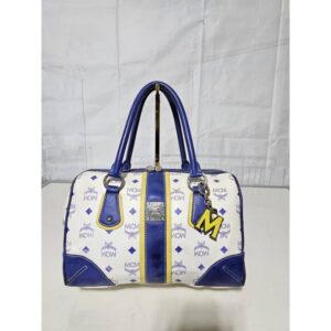 MCM Visetos Medium Boston Bag Multicolor white , Blue, Yellow