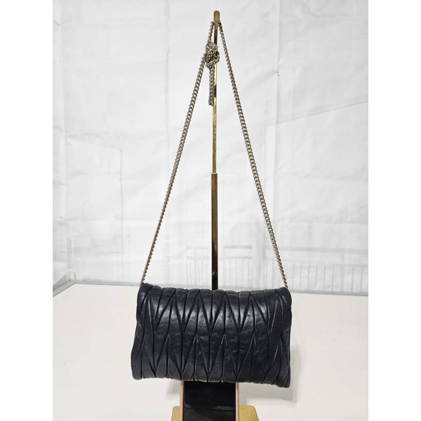 Miu Miu Black Matelassé Leather Chain Crossbody - Image 3