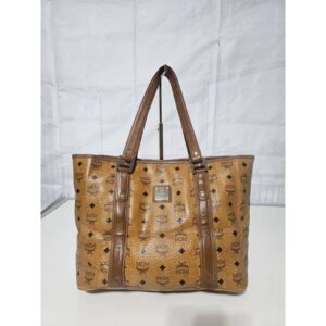 Mcm Visetos Shopper Tote Cognac
