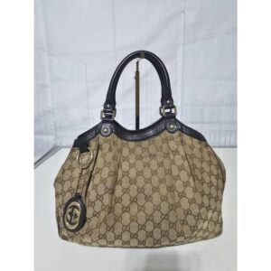 Gucci GG Canvas Sukey Shoulder Bag Beige/Brown
