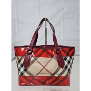 Burberry Red Nova Check Coated Canvas/Vinyl Tote