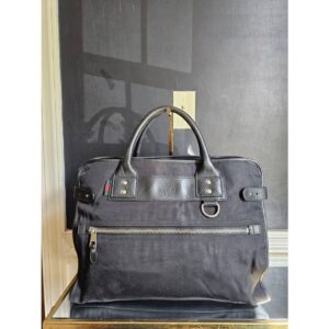 GUCCI Business Bag Document Bag Bang Brief Case Nylon Canvas Leather Black