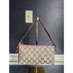 Gucci Beige GG Canvas Pochette Bag Brown