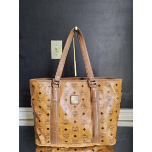 Mcm Visetos Shopper Tote Cognac