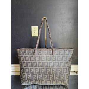 Fendi Zucca Coated Canvas Spalmati Roll Shopper Tote Brown