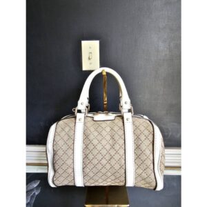 Gucci Vintage Web Boston Bag Diamante Canvas Small