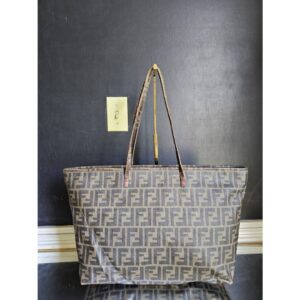 Fendi Zucca Coated Canvas Spalmati Roll Shopper Tote Brown