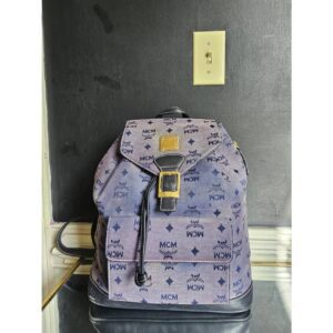 MCM Backpack canvas & leather Blue