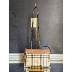 BURBERRY Haymarket Check Peyton Crossbody/Clutch Bag Toffee