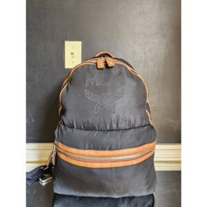 MCM Felt Fabric and Leather Large Stark Loden Backpack Black