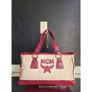 MCM Canvas bowling Bag Beige/Wine