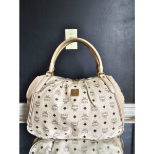MCM Visetos Medium Essentials Shoulder Bag Beige