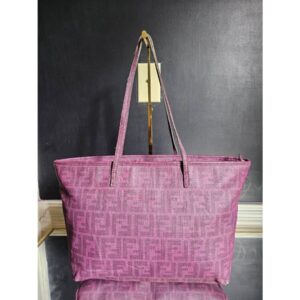 Fendi Zucca Coated Canvas Spalmati Roll Shopper Tote Purple