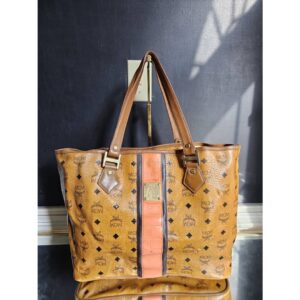 MCM Shopper Visetos Cognac Tote