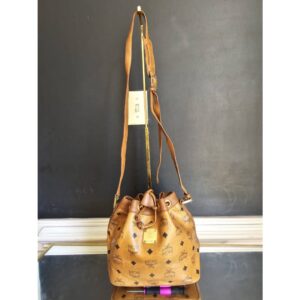 MCM Cognac Visetos Coated Canvas Heritage Drawstring Bag