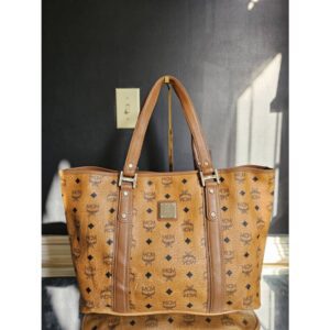 Mcm Visetos Shopper Tote Cognac