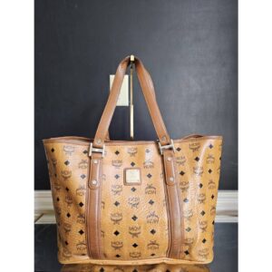 Mcm Visetos Shopper Tote Cognac