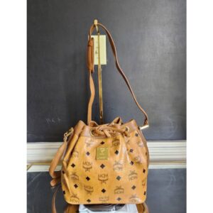 MCM Cognac Visetos Coated Canvas Heritage Drawstring Bag