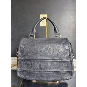 MCM Pebbled Leather Studded Bag Black