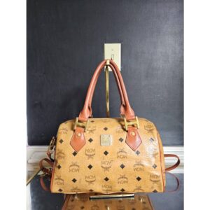 MCM Vintage Visetos Boston Cognac Bag