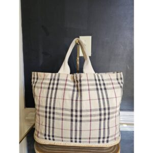 Burberry Nova check espadrille canvas tote bag Beige