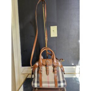 BURBERRY Derby Calfskin House Check Milverton Satchel Bag