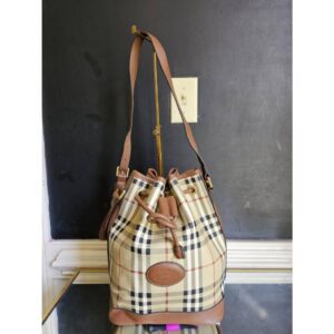 Burberry Vintage Haymarket Check Bucket Bag Beige/Brown
