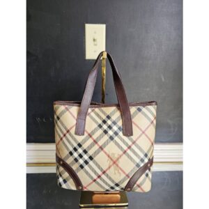 Burberry Haymarket Nova Check Canvas Small Tote Bag