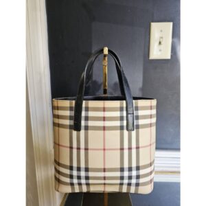 Burberry Black Nova Check Coated Canvas Small Tote Bag