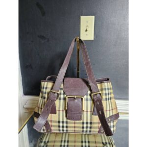 BURBERRY Vintage Coated Canvas(PVC) House Check Shoulder bag