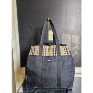 Burberry Nylon and Vintage Checkered Tote Bag Black/Beige