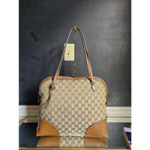 Gucci GG Canvas Bree Dome Satchel Bag Brown/ Beige