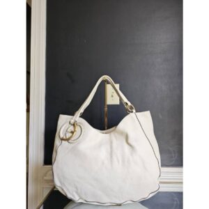Gucci Twill Interlocking G Shoulder Bag Off-White