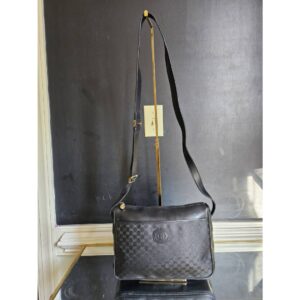 Gucci Leather Monogram Crossbody Bag Black