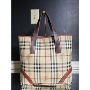 Burberry Haymarket Vintage Check Canvas Tote Bag