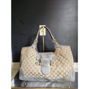 Gucci Monogram Horsebit Large Tote Bag Beige/Grey