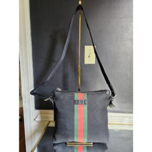 GUCCI Techno Canvas Web Messenger Bag Black