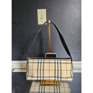 BURBERRY MONROE POCHETTE CHECKS COATED CANVAS SHOULDER BAG