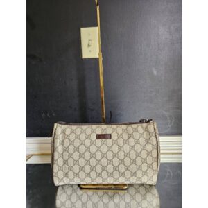 Gucci GG Plus Coated Canvas Clutch/Pouch Beige/Deep Brown