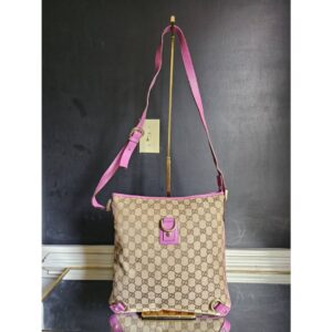 GUCCI Abbey D ring GG Flat Crossbody Bag Beige/Lilac Purple